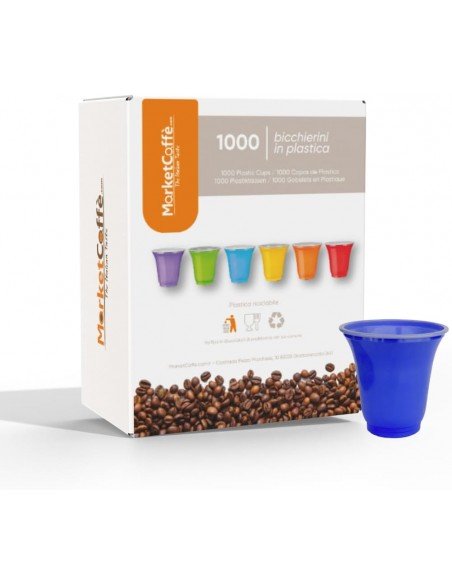 1000 BLUE PLASTIC CUPS FOR DISPOSABLE COFFEE 70CC