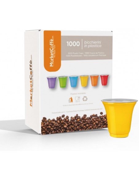 1000 YELLOW PLASTIC CUPS FOR DISPOSABLE COFFEE 70CC