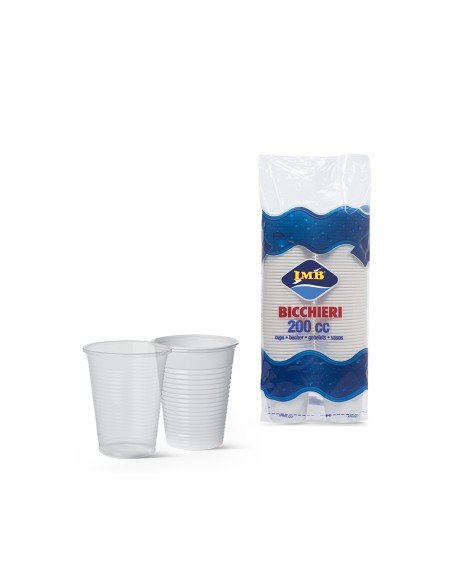 100 Bicchieri in Plastica Trasparente da 200 ml