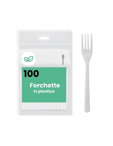 100 Forchette Monouso Plastica Bianca
