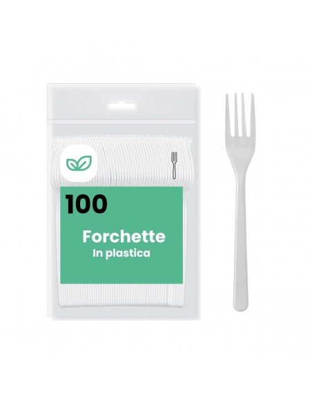 100 Forchette Monouso Plastica Bianca