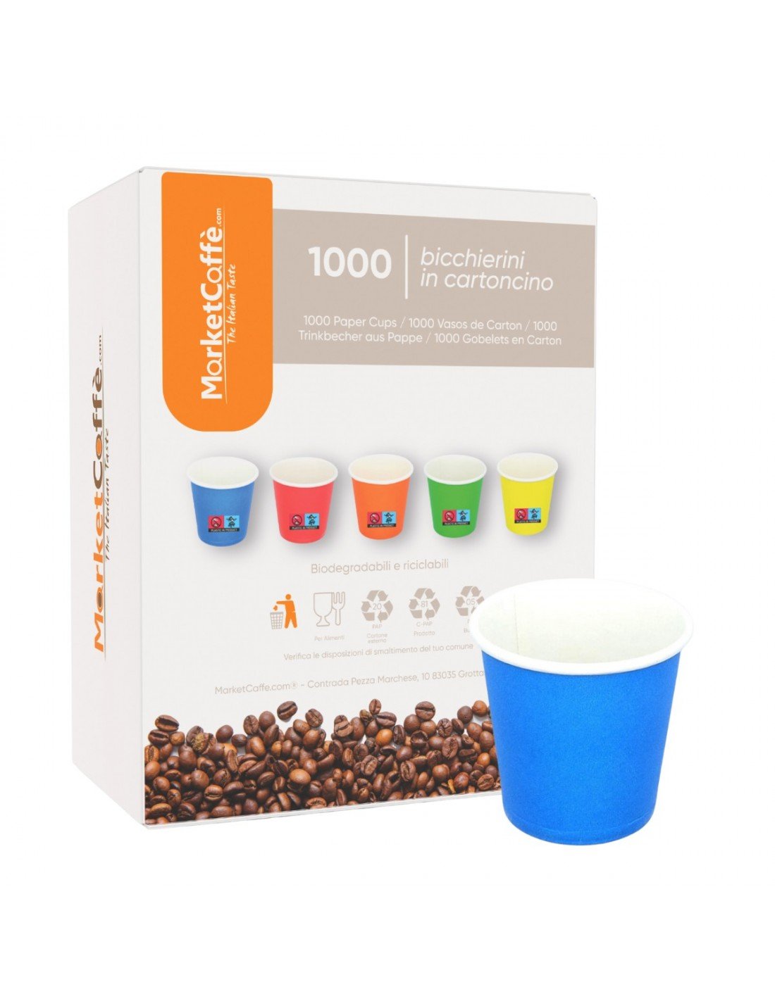 Bicchierini Caffè Carta di TEAMBIO® 1000Pz da 75ml - Bicchieri Caffe  Biodegradabili Monouso Ecologici Bio (colori misti)