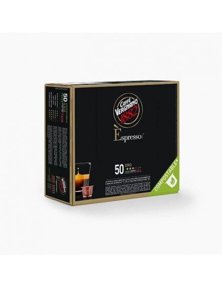 50 Capsule Nespresso Vergnano Compostabili Miscela Arabica